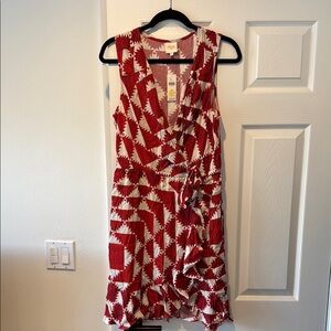 Red and White Geometric Dress